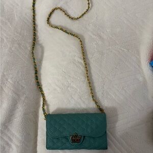 Elegant Teal Quilted Crossbody Bag